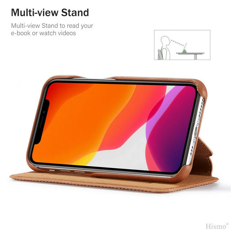 Funda tipo billetera magnética de cuero de lujo para teléfono para iPhone 12 11 13 14 Pro Max X Foto 3 de 4