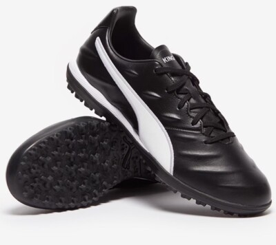 PUMA Men's King Pro 21 Turf Trainer Soccer Shoe, Black White, Size 6.5