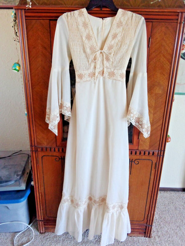 Vintage Floral Maxi Dress, Cottagecore Prairie Hippie Dress, California Holiday S