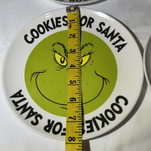 Dr. Seuss The Grinch SET OF 4 Cookies For Santa Melamine Plates NEW! - Picture 2 of 4