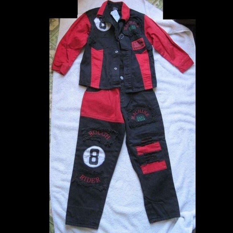 Children's Machine Gun Outfit Rough Rider 8 Ball Retro Costume Hip Hop Hard Wear