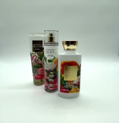 Bath & Body Works BRIGHTEST BLOOM Fine Fragrance Mist Body Cream & Wash Set of 3