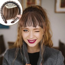 Bangs Hairband Women Girls Fringe Bangs with Braids Headband Hair Extensions