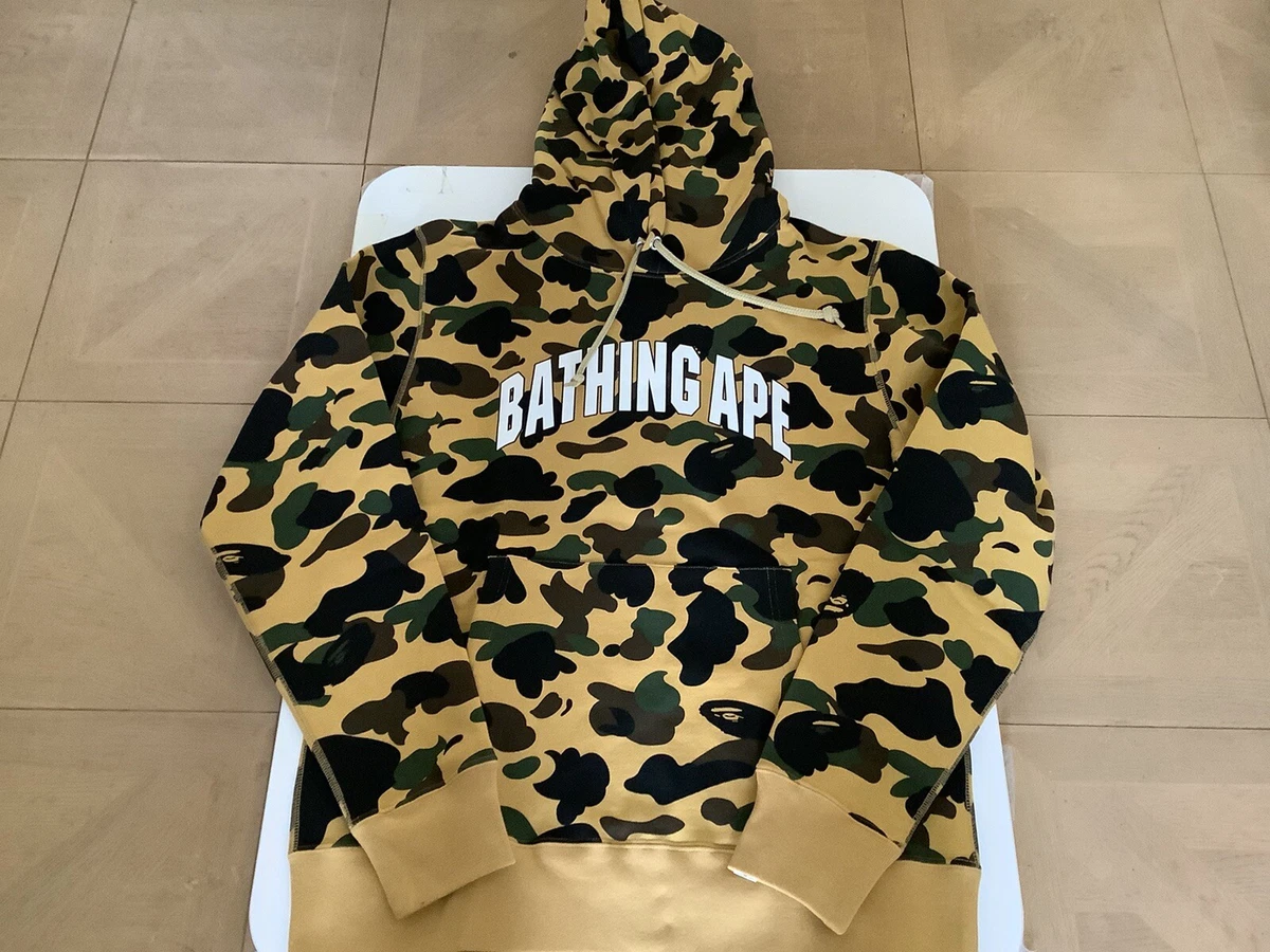 AUTHENTIC A BATHING APE BAPE 1ST CAMO PULLOVER HOODIE YELLOW XL