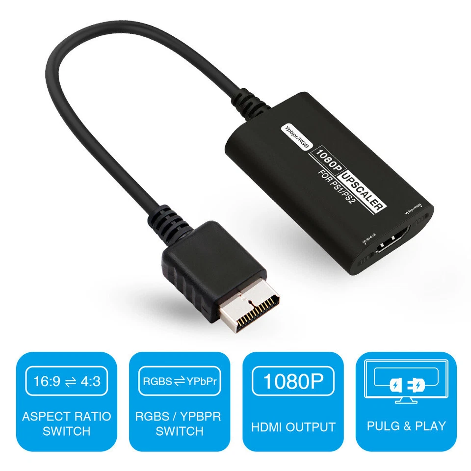 PS1 PS2 to HDMI Adapter Converter RGB YPbPr to HDMI for PlayStation 1 PSX PS2 - Image 2 of 4