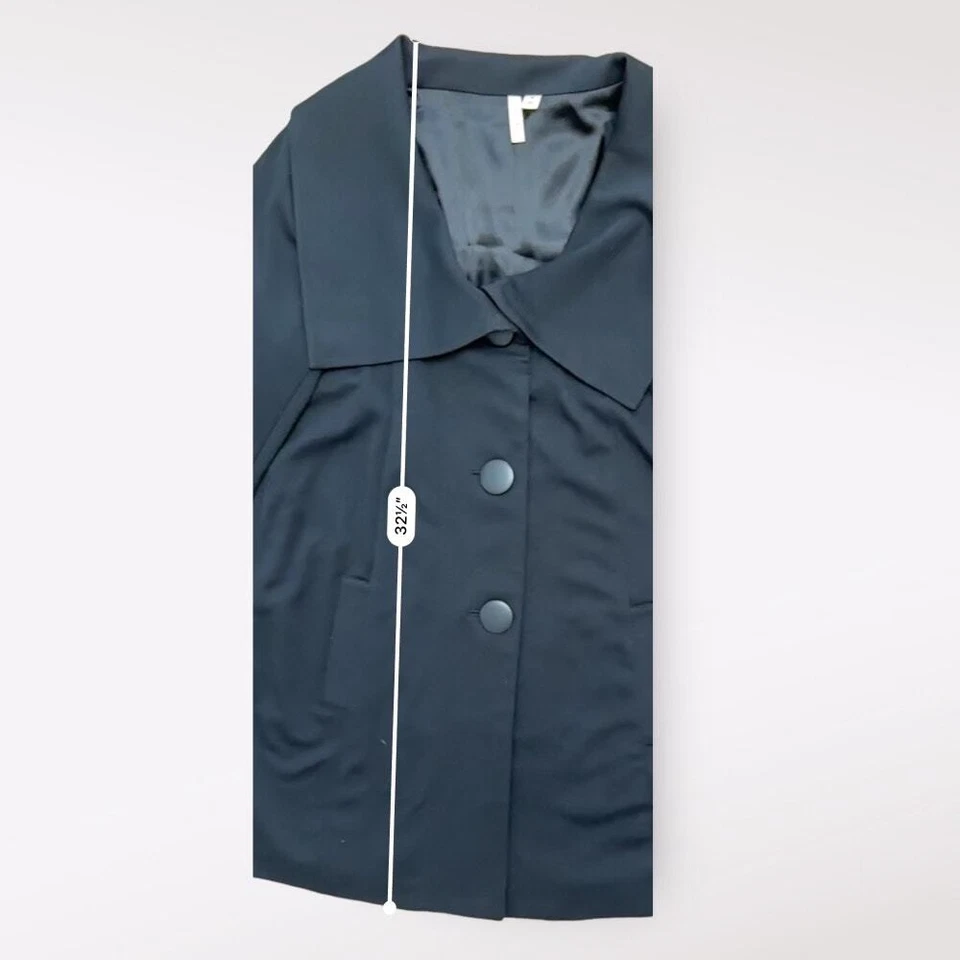 Casaco feminino Frenchi com colarinho abotoado comprimento médio preto médio - Imagem 3 de 4