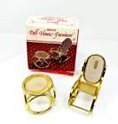 Vintage Brass Dollhouse Furniture Table and Rocking Chair In Original Box