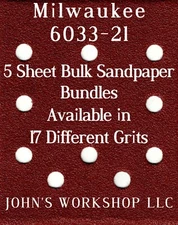 Milwaukee 6033-21 - 1/4 Sheet - 17 Grits - No-Slip - 5 Sandpaper Bulk Bundles