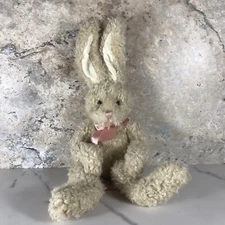 VINTAGE RUSS BERRIE BRADFORD THE BUNNY RABBIT CREAM PLUSH PINK BOW NOSE