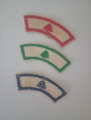 BSA Lot(3) Vintage Boy Scouts Segment Patch Pine Tree Green  Red Blue