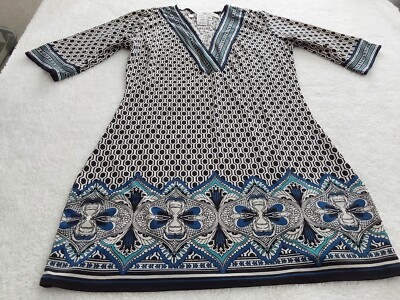 Max Studio Mini Dress Womens Size XS Pullover 3/4 Sleeve V Neck Geometric |  eBay