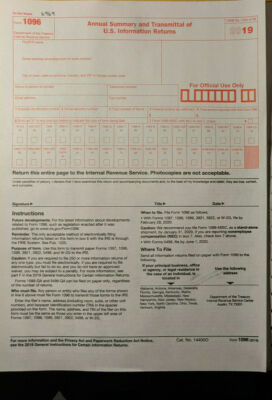 10-pack - 2016 Tax Form 1096 Annual Transmittals ONLY (for 1099-MISC to IRS 10-pack - 2016 Tax Form 1096 Annual Transmittals ONLY (for 1099-MISC to IRS