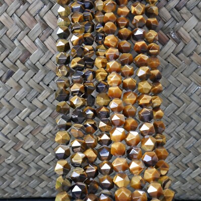 NELLYS Braunes Tigerauge Nuggets facettiert ca. 8mm Perlen Edelsteine