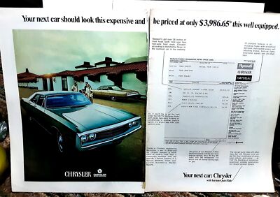 1970 Chrysler Newport 2 Page Original Print Ad