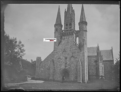 Mulhouse, église, Plaque verre photo ancienne, négatif noir & blanc 10x15 cm