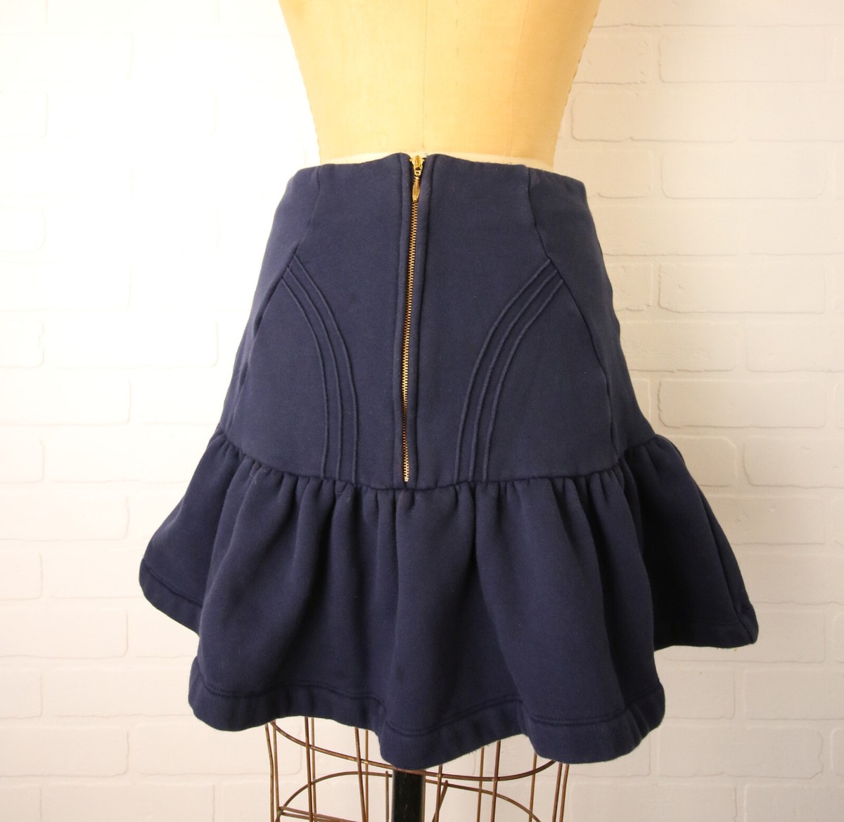 Selkie The Heather Zip Mini Skirt Navy sz S Soft Sweatshirt Fabric