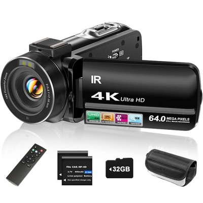4K Video Camera Camcorder UHD 64MP Vlogging Camera for YouTube 18x Digital Zo...