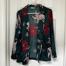 ASOS Women’s Size 8 Teal Pink Floral Open Cardigan Top See Description