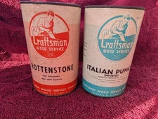 Vintage Craftsman Wood Service Rottenstone & Italian Pumice Cans Chicago 