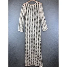 Superdown Crochet Cover Up Dress Cream Long Sleeve S Beach Pool Maxi