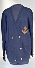 Escada Margaretha Ley Vintage Black Cardigan Gold Button anchor Wool Size 6/ 38