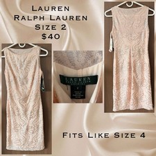 Lauren Ralph Lauren Women's Sleeveless Knee Length, Size 2, Fits Like A 4.