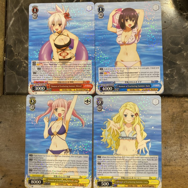 Weiss Schwarz Waifu Girls In Bikinis Lot of 4 Cards NM Condition