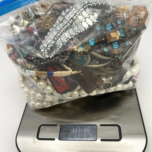 2 lbs Jewelry Lot Vintage to Now Costume Wear Resell Craft Harvest