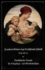 Donación de Alemania para la protección de bebés y niños pequeños, postal