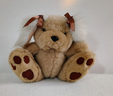 Kellytoy Puppy Dog 7.5" Plush Brown Big Feet Stuffed Animal Toy Vtg Bow With Tag