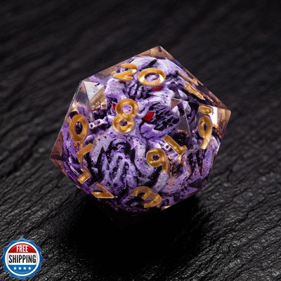Dice Set   7-Piece Polyhedral RPG Dice | Embedded Miniatures: D20, D6 | Golde