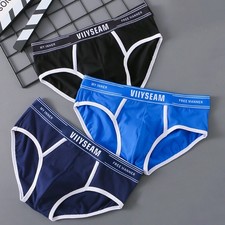 Men Solid Cotton Soft Brief Underwear Sport Simple Breathable Panties Underpants