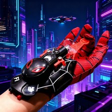 Kids Spiderman Web Shooters Toy Cosplay Electric Wrist Launcher with Gloves Gift