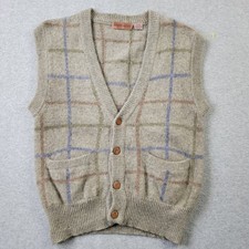 Henry Grethel 100 Wool Sweater Vest Mens Medium VTG 80s Check Pullover