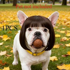 Adjustable Dog Cosplay Wig Black Brown Funny Accessory for Pet Party Photo Shoot