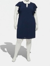 Jessica Howard Women's Blue Business MIDI Sheath Crew Dress Plus Size 20W