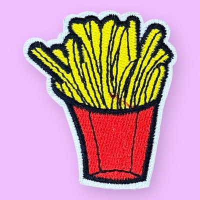 YUMMY LONG FRENCH FRIES FOOD DRINK IRON ON PATCH 2.25'' X 1.75''
