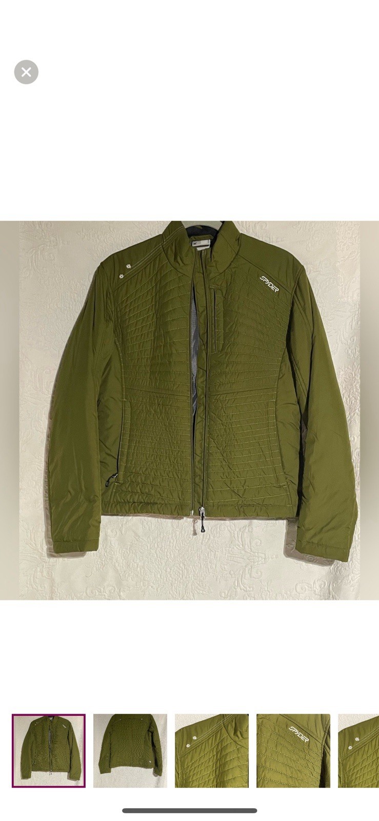 Spyder Womens Green Quilted Insulated Jacket Size 8