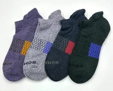 4 pairs BOMBAS Men's honeycomb Marl Ankle Socks Cushion Size Large Colorful