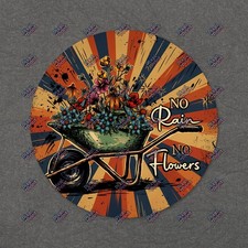 No Rain No Flowers Wheelbarrow Floral Cottagecore Sticker #S3436