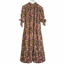ASOS Design Floral High Neck Micro Pleat Oversized Puff Sleeve Sheer Maxi Dress