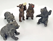 Vtg Hausser Elastolin  Composition Lot 5 Bear Cubs Germany Austria 1930s * N