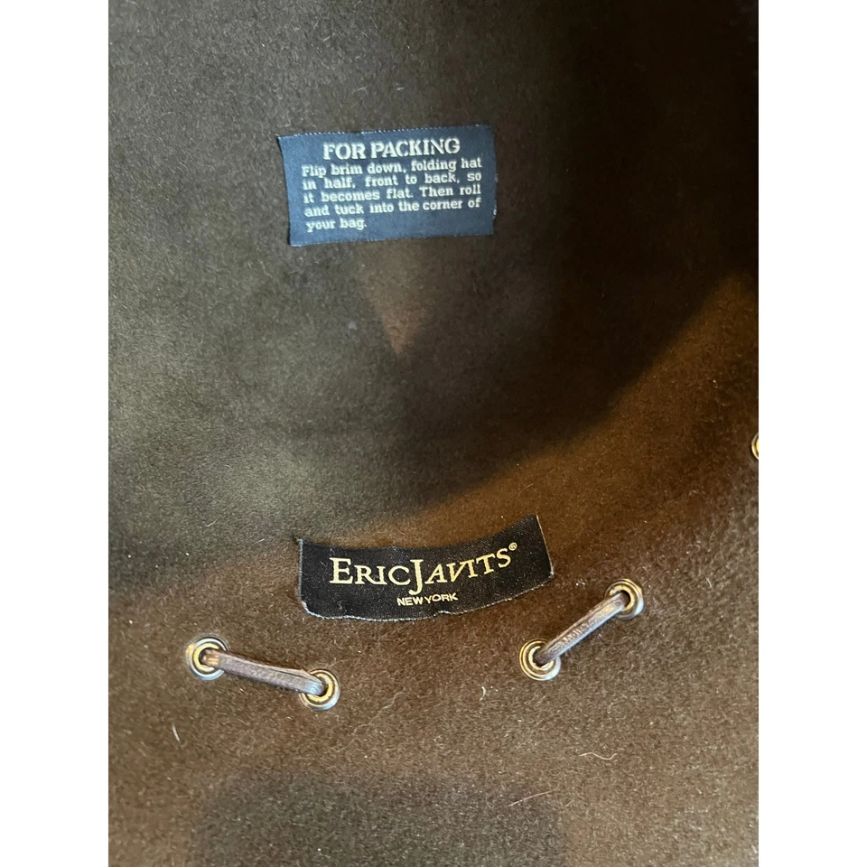 Sombrero de fieltro de ala floja Eric Javits detalle de punto de látigo marrón oscuro Foto 4 de 4