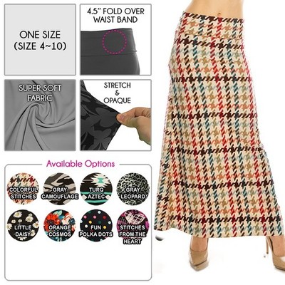 Womens Ultra Soft Premium Fold Over Maxi Skirt One Sizes (S-M-L) *FREE SHIPPING*
