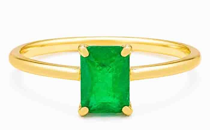 GENUINE 1.16 Cts EMERALD RING 10K YELLOW GOLD - Free Certificate Appraisal - NWT