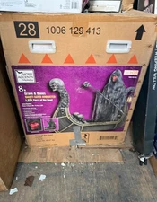 Spirit Halloween Animated Animatronic Life Size Ferry of the Dead Grim Reaper