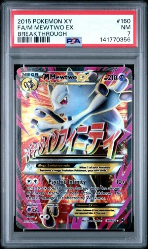 Pokemon Breakthrough M Mewtwo EX 160/162 Full Art Ultra Rare PSA 7 NEAR MINT