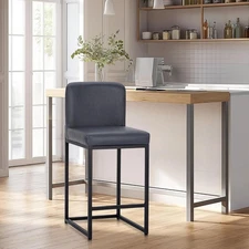 1 Pack Leather Bar Stools Counter Height Kitchen Stools with Back Support 24" US