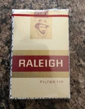 Vintage Raleigh cigarette design 4 pack, sealed deck of cards.