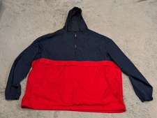 Swiss Tech Windbreaker Men’s 3XL Red Blue 1/4 Zip Hooded Performance Color Block